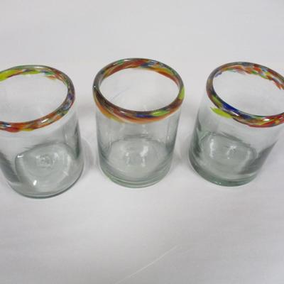 Handblown Candleholders With Colorful Rim
