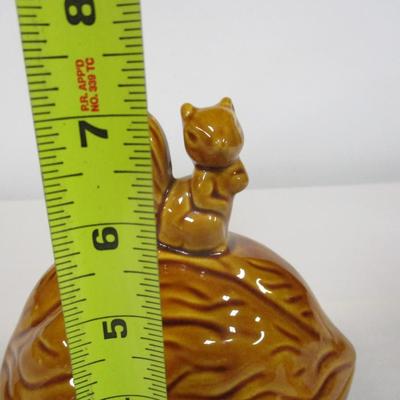 Vintage Brown Ceramic Squirrel Nut Candy Dish