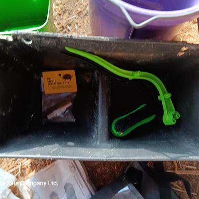 Feeders, spray bottles, show sticks and other items for pig / swine showing. 4-H