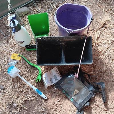 Feeders, spray bottles, show sticks and other items for pig / swine showing. 4-H