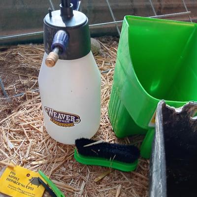Feeders, spray bottles, show sticks and other items for pig / swine showing. 4-H