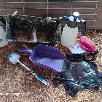 Feeders, spray bottles, show sticks and other items for pig / swine showing. 4-H