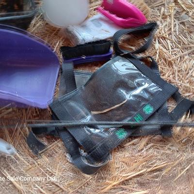 Feeders, spray bottles, show sticks and other items for pig / swine showing. 4-H