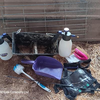 Feeders, spray bottles, show sticks and other items for pig / swine showing. 4-H