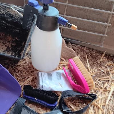 Feeders, spray bottles, show sticks and other items for pig / swine showing. 4-H