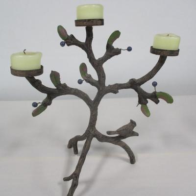 Metal Tree Branches/Bird Candle Holder