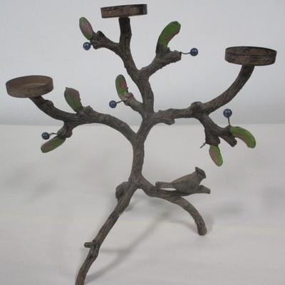 Metal Tree Branches/Bird Candle Holder