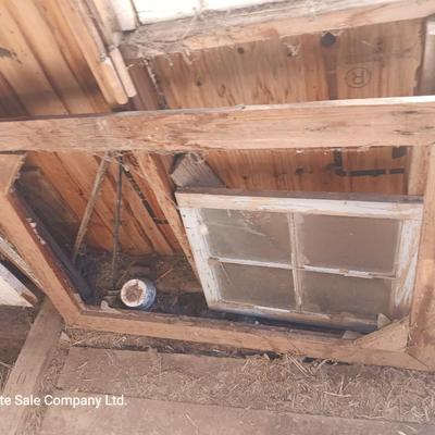 Vintage 4 pane window and two wooden frames