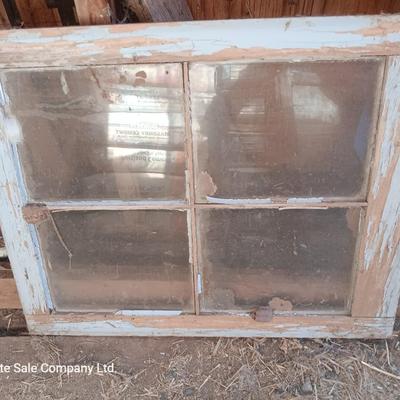 Vintage 4 pane window and two wooden frames