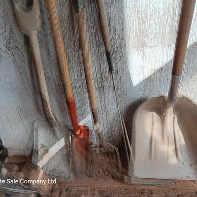 Yard and Garden hand tools Scoop shovel - wood handled vintage shovel - spade and more
