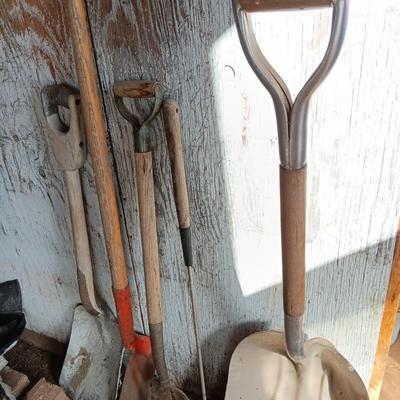 Yard and Garden hand tools Scoop shovel - wood handled vintage shovel - spade and more