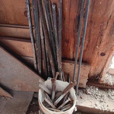 Pieces of Rebar and different sized stakes