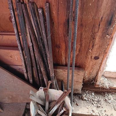 Pieces of Rebar and different sized stakes