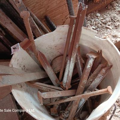 Pieces of Rebar and different sized stakes