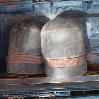 Blue plastic toolbox with an assortment of tools
