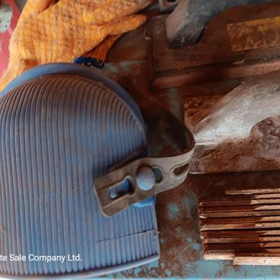 Assortment of tools - cement trowels - oil can - tape measure and more