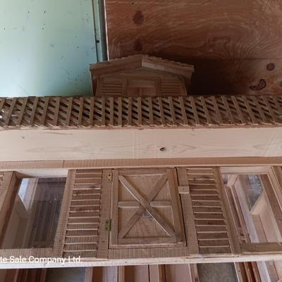 Wood house model handmade house with a deck for display or dolls