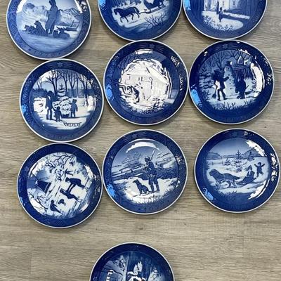 Set of 10 Royal Copenhagen Plates 1975-1989