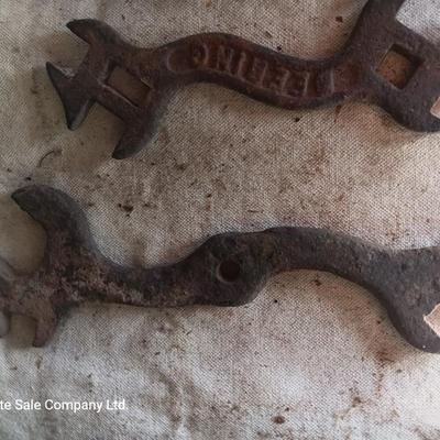 Four antique wrenches with unique ends - Dearing