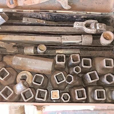 Antique socket set in metal case