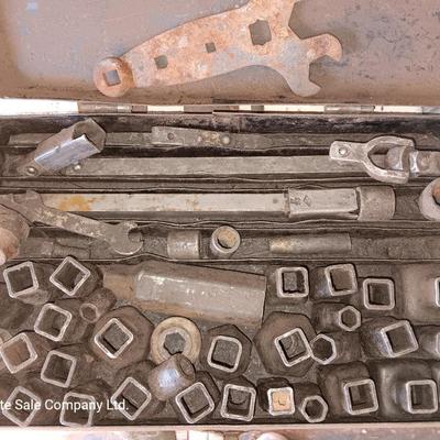 Antique socket set in metal case