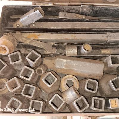 Antique socket set in metal case
