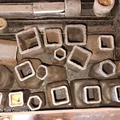 Antique socket set in metal case