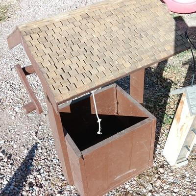 Wishing well yard decor / planter box and a wooden bird feeder