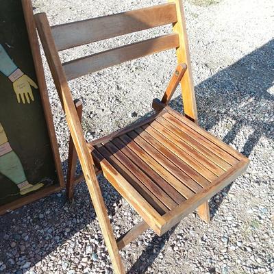 19th Century Medical Teaching Device antique chalk board and wooden folding chair