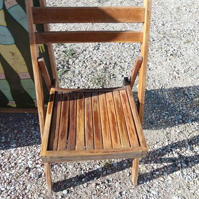 19th Century Medical Teaching Device antique chalk board and wooden folding chair