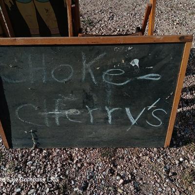 19th Century Medical Teaching Device antique chalk board and wooden folding chair