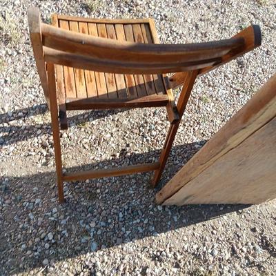 19th Century Medical Teaching Device antique chalk board and wooden folding chair