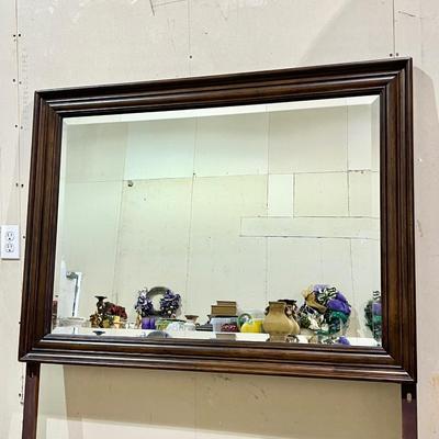 HOOKER ~ Multi-Functional Wood Framed Beveled Mirror