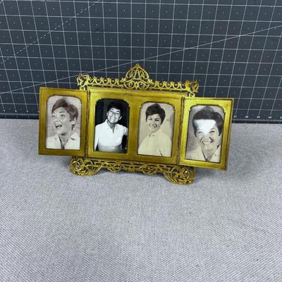 Antique Gilt Bronze and Champleve French Tryptic Frame 