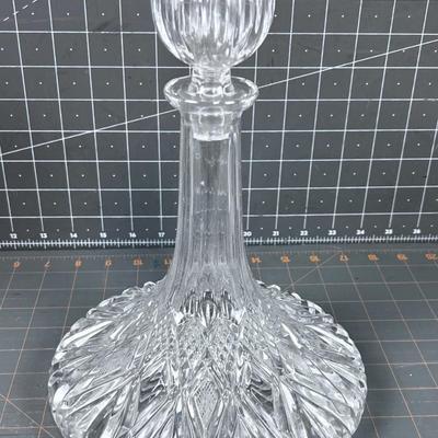 Crystal Etched Glass Decanter with Stopper, Round