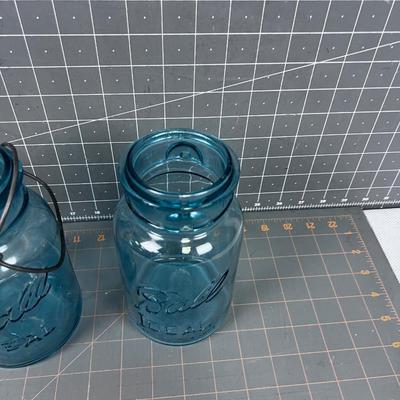 2 Ball Blue IDEAL Glass 1 Quart Each Canning Jars