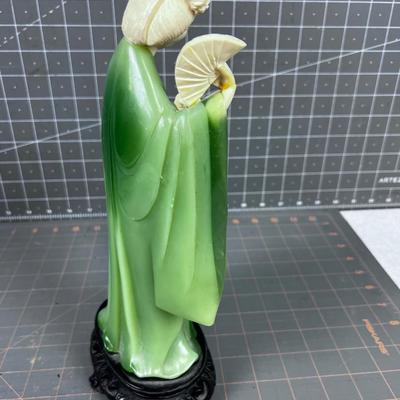 Asian Woman Faux Jade and Ivory Statue