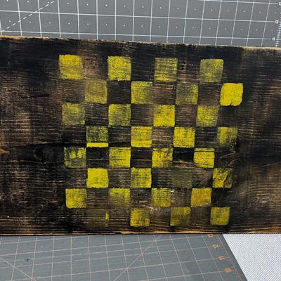 Checkerboard Wall Plaque Black Wood 