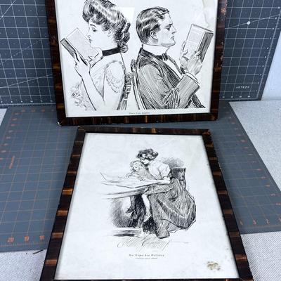 Gibson Girls Prints (Ink Drawings) Framed