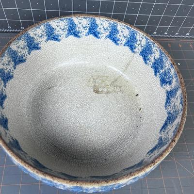 Blue Sponge Ware Low Bowl Deep Dish