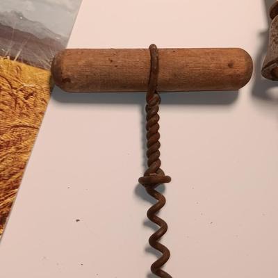 Antique Anheuser Busch and Otto Frey cork screws with Coors glass bottles and booklet