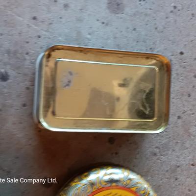 Vintage metal chemical tins - first aid kit - kester solder - and others