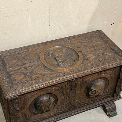 Beautiful Solid Wood Carved Chest