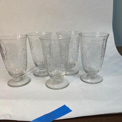 Lot of 3 Tall Glassware Drinking Ice Cream Goblets