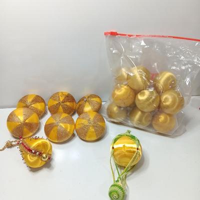 Vintage Gold string satin ornaments