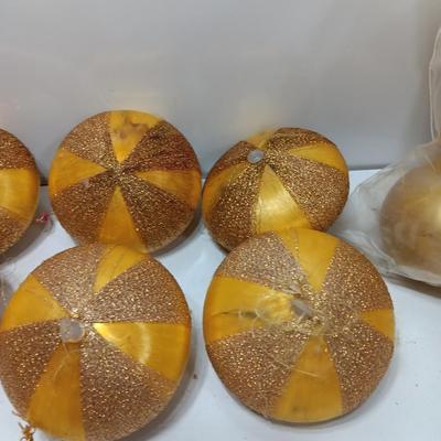 Vintage Gold string satin ornaments