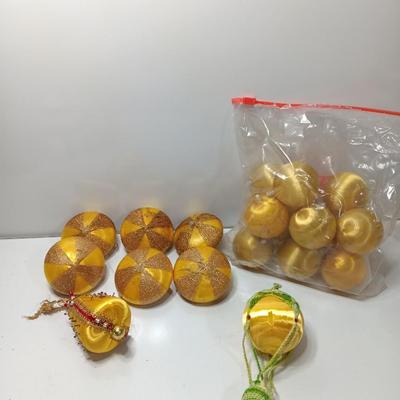 Vintage Gold string satin ornaments