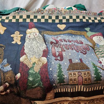 Large Collection of Christmas Pillows, Rugs, Mats, Quilts & More  (S1-JS)