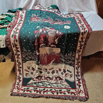 Large Collection of Christmas Pillows, Rugs, Mats, Quilts & More  (S1-JS)