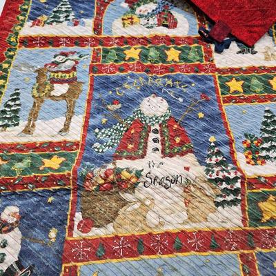 Large Collection of Christmas Pillows, Rugs, Mats, Quilts & More  (S1-JS)